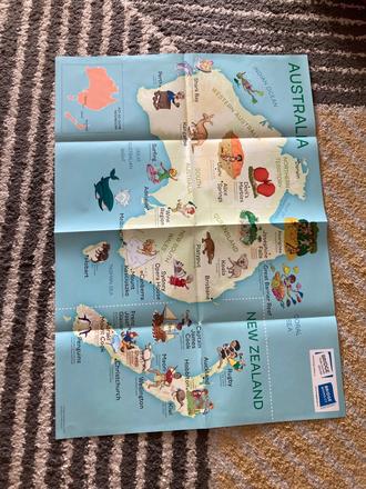 Veľká mapa austrália/nový zéland pre deti, 
