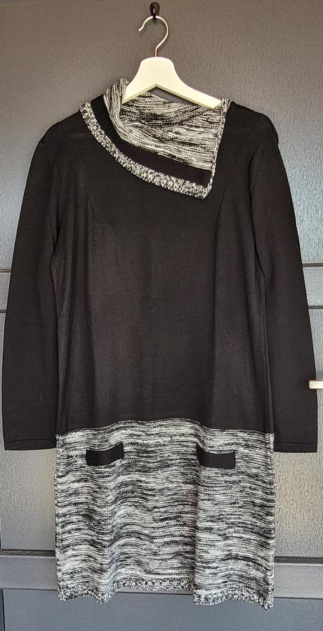 Štýlové pletené šaty s kontrastným vzorom, bonprix,46