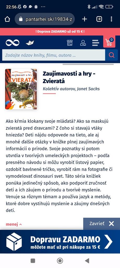 Kniha detská zaujímavosti a hry zvieratká, 