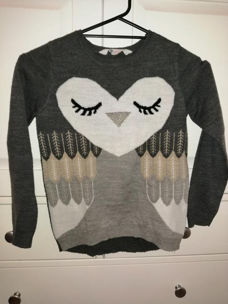Pulovrík so sovičkou, mačičková čiapočka, h&m,122