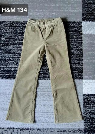 Menčestrové nohavice h&m 134 olivovozelené, h&m,134