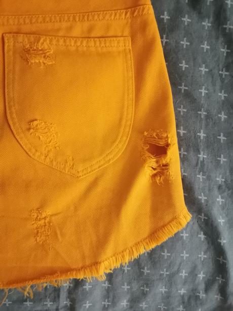 Oranžová riflova suknicka so zipsom, xs