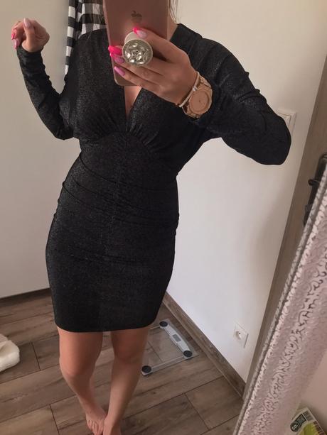 Glitter black šaty h&m, h&m,s