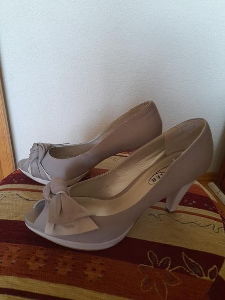 Béžové lodičky s mašľou veľ. 39 - top stav, 39