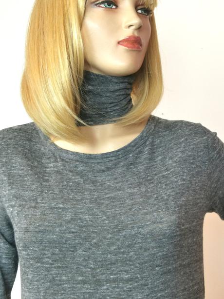 Stela nova - tričko s nákrčníkom zo zmesi merina, l