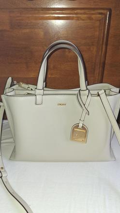 Béžová kožená kabelka dkny, dkny