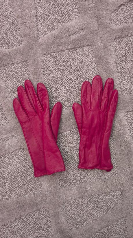 Ružovš kožené rukavice, s