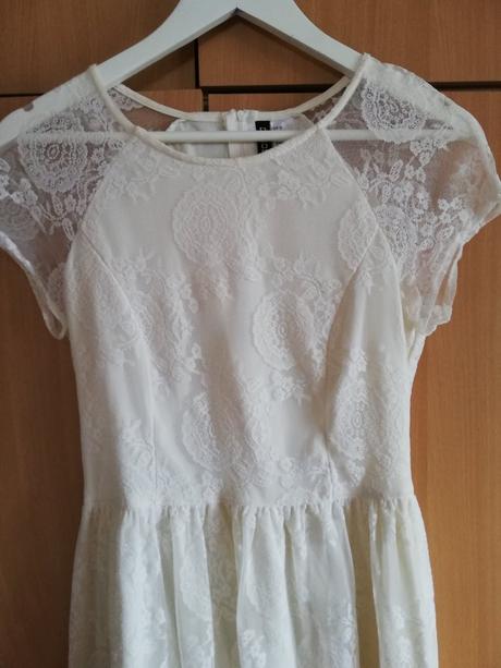 Šaty so španielskou čipkou vo farbe ivory 36/38, h&m,36