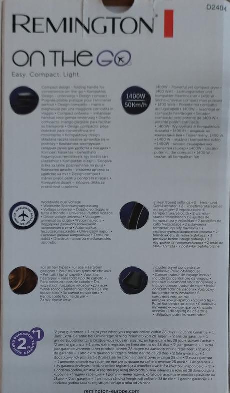 Fén remington d2404, 