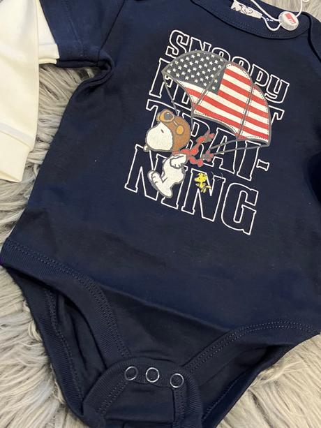 Chlapčenské body s potlačou snoopy (3-6 mes.), original marines,62