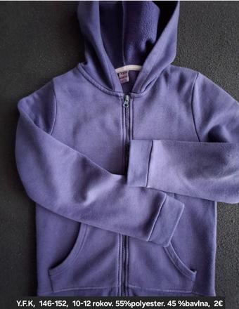 Dievčenská fialová mikina s kapucňou.yfk., 152