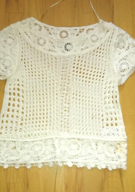 Krasny hackovany nenoseny top, h&m,xs