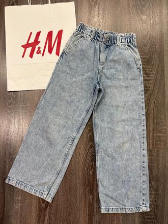 H&m široke dievcenske rifle na 7-8 rokov, h&m,128