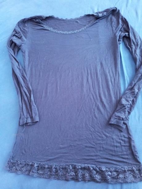 Tmavomodré tričko s cipkou, xl