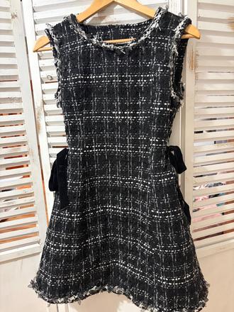 Kockovaná šatová sukňa na štýl chanel, m