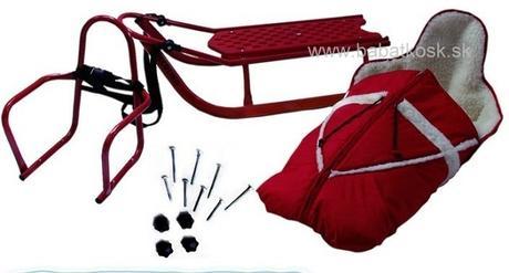 Detské sánky + fusak polohovatelná červené polohov,