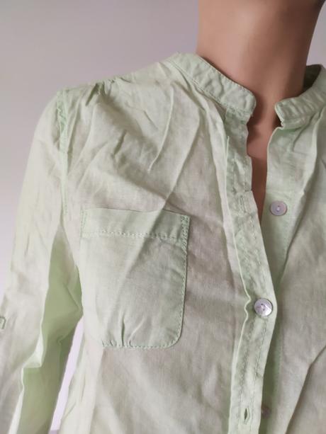 C264 prepracovana  lanova kosela zelenkava, s