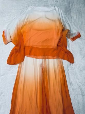 Letný nohavicový komplet bielo oranžový, 