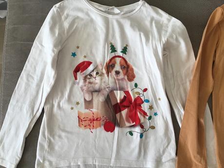 Vianočné tričká 122/128 cena spolu, h&m,122