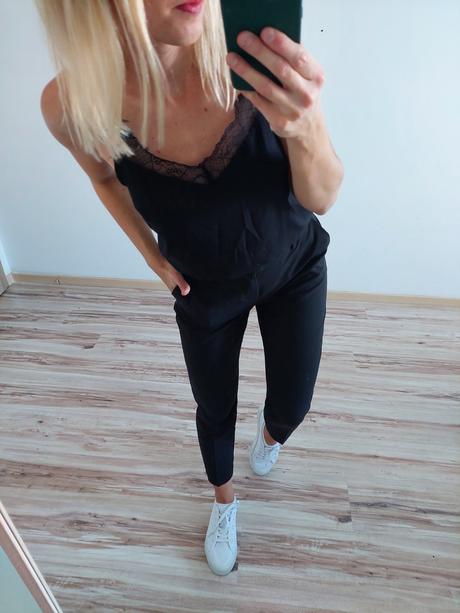 Čierny top s čipkou, sinsay,s