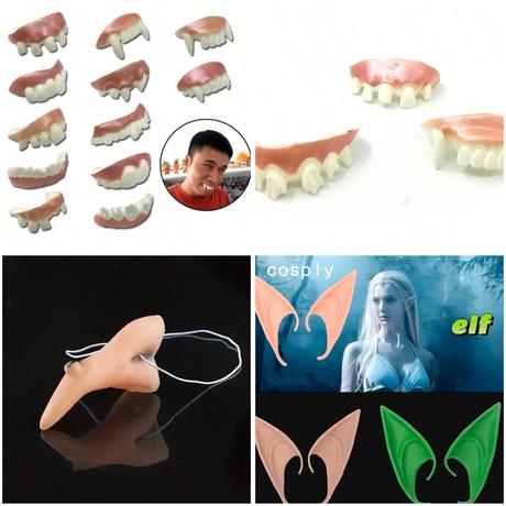 Doplnky na karneval ježibabin nos, zuby, elfoveuši, 