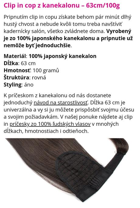 Clip in príčesok cop/vrkoč japonský kanekalon, 