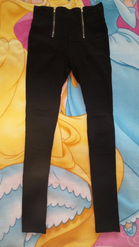 Čierne legíny s okrasnými zipsami, xs