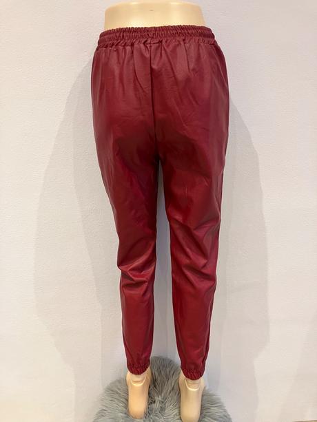 Dámske bordové koženkové nohavice (uni), l / m