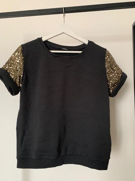 Bavlnene mikinove tricko s flitrami, m