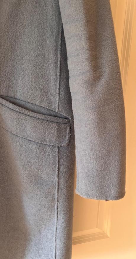 Bledomodrý vlnený kabát, zara, xs/34, zara,xs