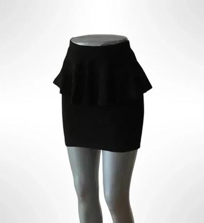 Elegantná čierna peplum sukňa puzdrový stri, bershka,s