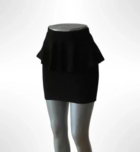 Elegantná čierna peplum sukňa puzdrový stri, bershka,s
