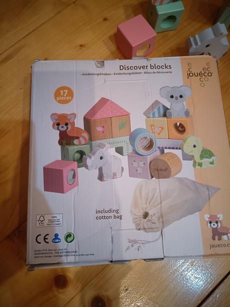Drevené kocky zvieratka discover joueco, 