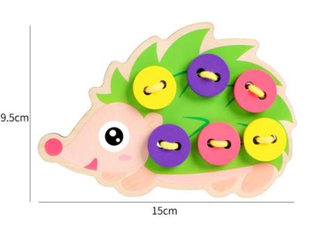 Montessori hračka - ježko - navliekanie gombíkov, 