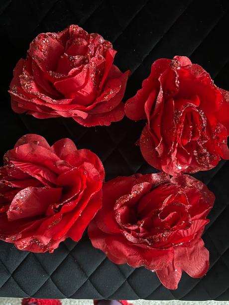 Vianočné ozdoby látkové ruže, 