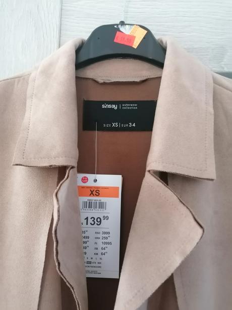 Kabát - imitácia brusenej koze, sinsay,xs