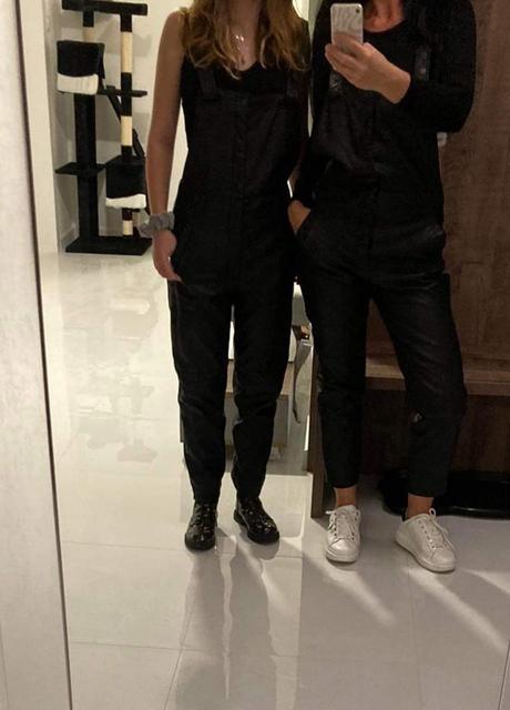 Nohavice koženka na traky 2 kusy, m