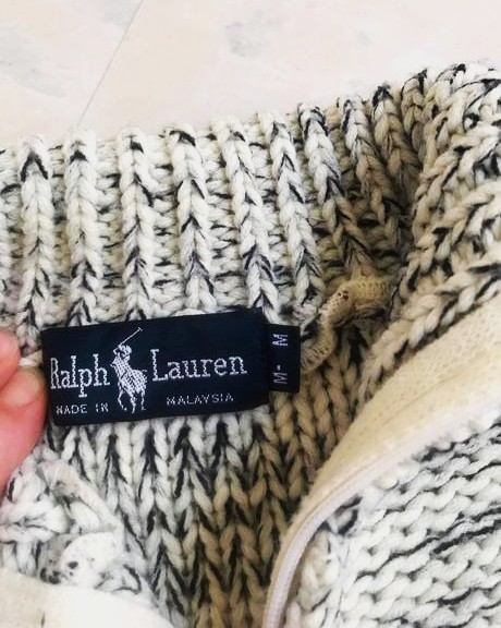 Vlnený sveter na zips polo od rl, ralph lauren,s