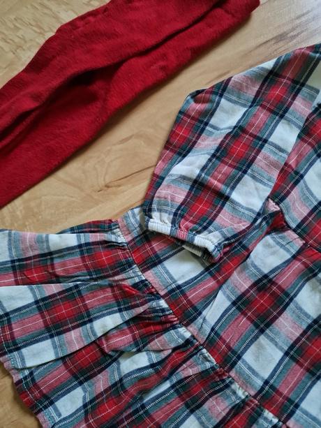 H&m kárované šaty a červené pančušky veľ. 92, h&m,92