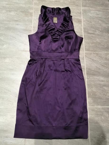 Luxus fial.elast.satén.šaty s volán.anntaylor,vs-m, s