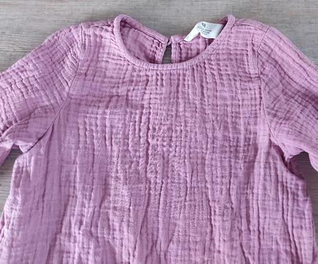 Ružové mušelínové šaty, h&m,104