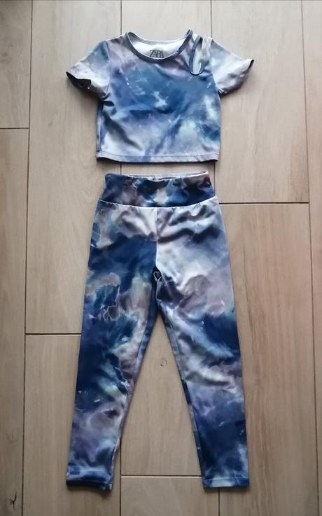 Súprava na cvičenie legíny a crop top, 116