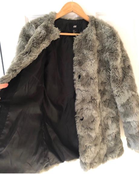 Šedý umelý kožuch h&m, xxs/xs, h&m,xs