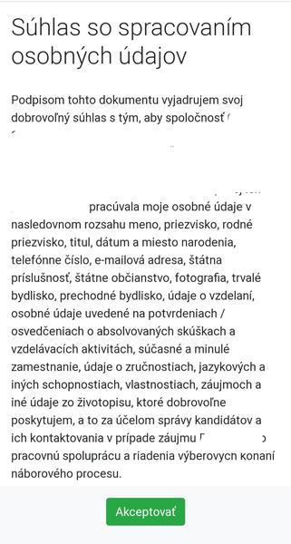 Pohovor - súhlas so spracovaním osobných údajov