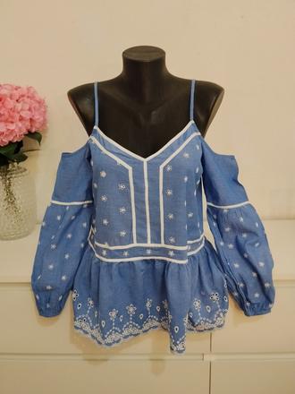Miss selfridge bavlnená vyšívaná blúzka, miss selfridge,38