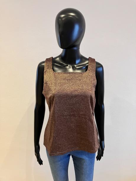 Hnedo-zlatý trblietavý elegantný top,veľk.42/44, tcm,xl