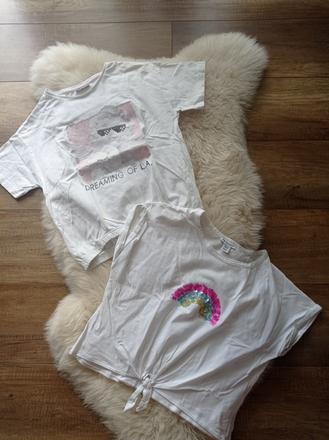 2ks biele bavlnene crop top tricka 146/152, 146