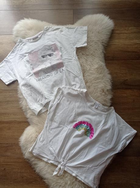 2ks biele bavlnene crop top tricka 146/152, 146