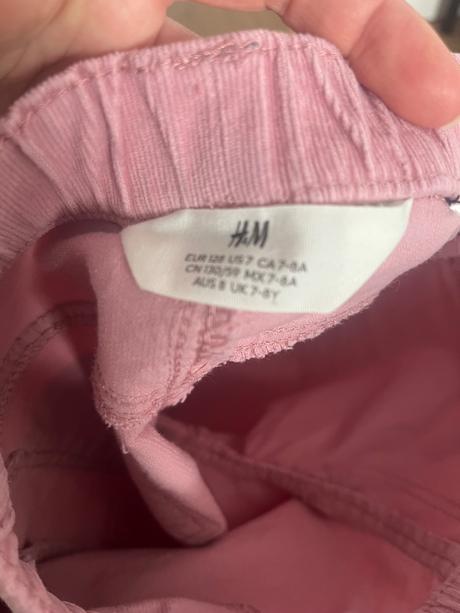 3x h&m menžestrové nohavice, h&m,128