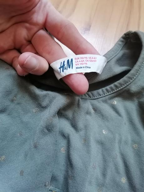 Zelené šatky so zlatými bodkami - 110/116, h&m,110